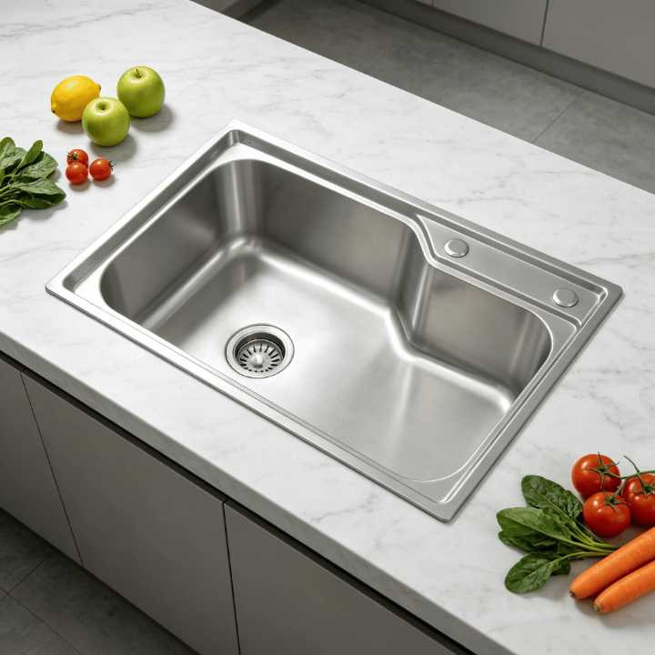 سینک ظرفشویی تک لگن مدل کلاسیک ابعاد 68*44